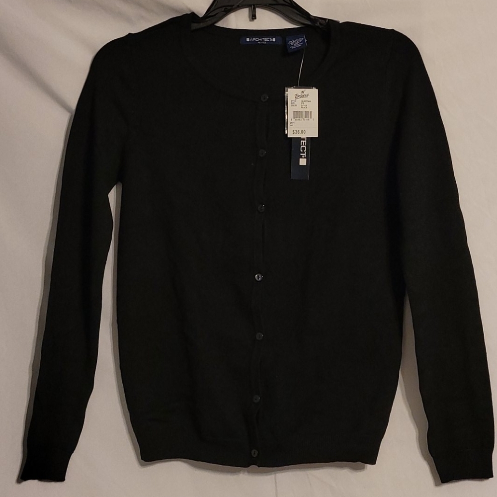 𝅺architect Black Long Sleeve Cardigan Sweater